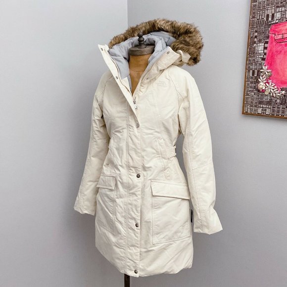 The North Face Outer Boroughs Faux Fur 550 Fill Down Parka Vintage White Size XS - Picture 2 of 12